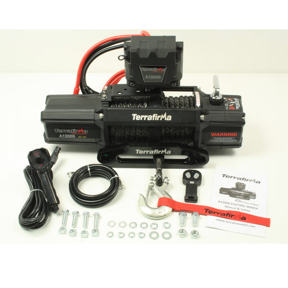 Terrafirma A12000 Winch Synthetic Rope Wireless and Cable Remote